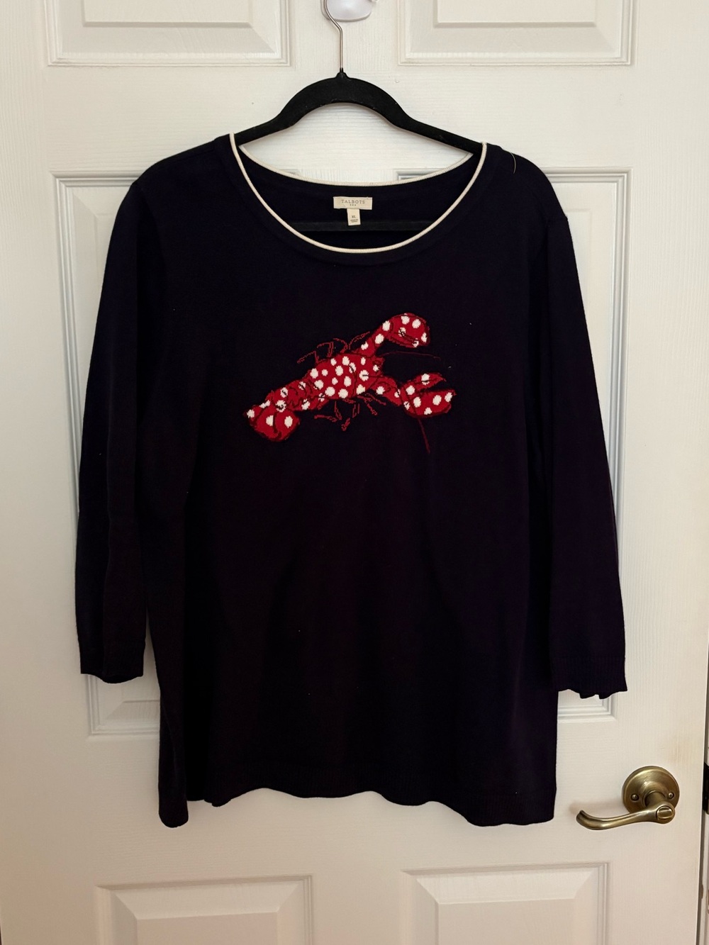 Talbots Navy Sweater with Cream Trim
